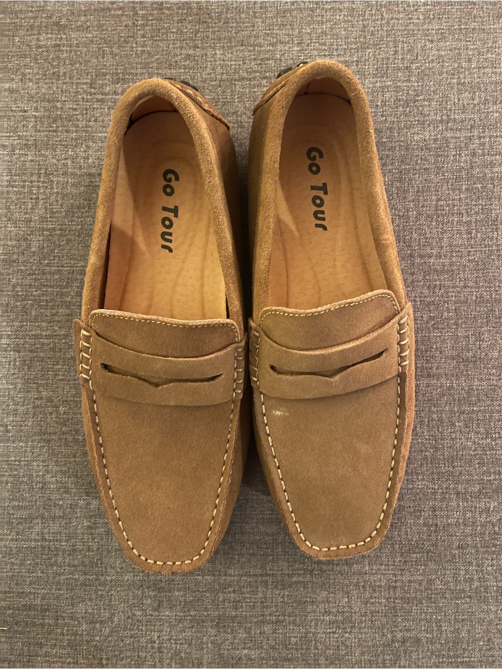 Men's Suede Penny Loafers in Tan